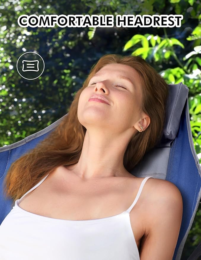 Hammock Camping Chair - 3 Heights Portable Hammock Chair Camping with Adjustable Backrest Headrest Padded Seat Cup Holder - 450 LBS Heavy Duty