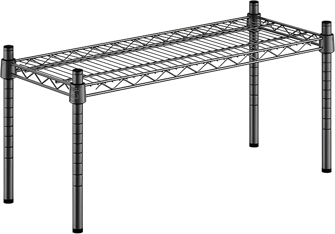 12 x 30 x 14 Black Epoxy Wire Storage Shelf Dunnage Rack Commercial 1 Tier Small Shelf