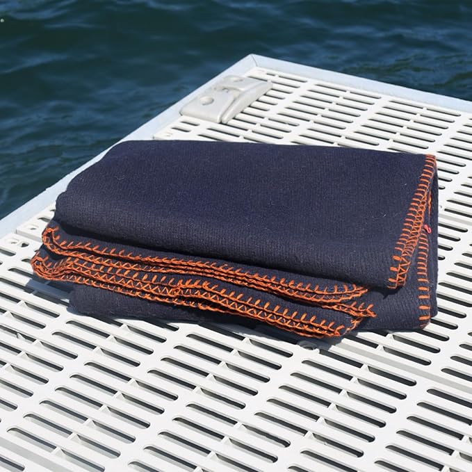 ASR Outdoor 5lb Navy Blue Wool Blanket Camping Survival Gear 64 x 84 Inches