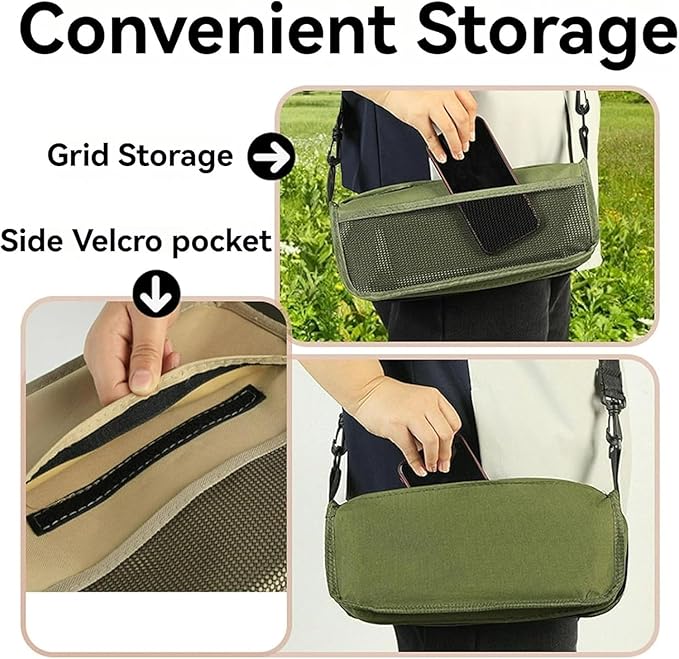2026 New Large Foldable Backpack Stool for Adults - Portable Camping Stool with Sling Bag 300lbs Capacity for Camping Fishing Hiking Travel Picnic (Khaki)