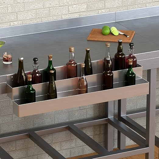 Stainless Steel Double Tier Speed Rail Liquor Rack Speed Rack Bottle Holder - 42 Inch