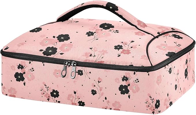 Casserole Carrier Beautiful Vibrant FlowersInsulated Casserole Carrier for Hot or Cold Food Thermal Lunch Tote for Potluck Parties Picnic Beach Fits 9 x 13 Inches Baking Dish