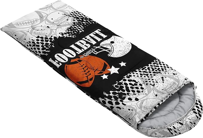 Kids Sleeping Bag for Boys GirlsBasketball Print-Lightweight Warm Portable Outdoor Indoor-Waterproof Cold Weather Resistant Sleeping Bag for Camping Hiking