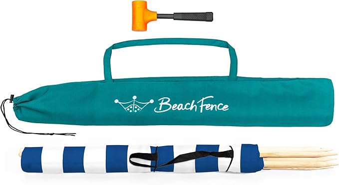 Premium 20 ft Beach Windscreen Privacy Screen Wind Blocker - Original Nautical Free Rubber Mallet and Carry Bag Included