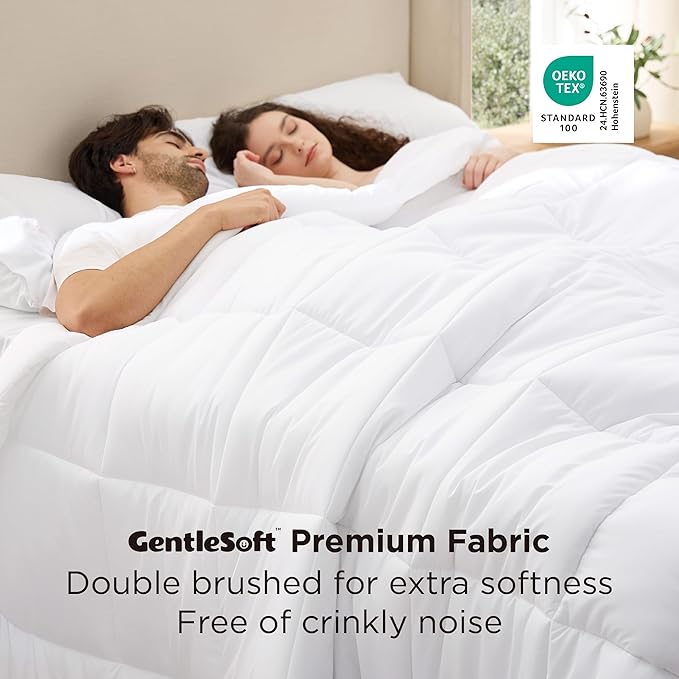 Bedsure Comforter Duvet Insert - Quilted Comforters Oversized King Size All Season Duvet GentleSoft Down Alternative Bedding with 8 Tabs Gifts for Women/Men White Oversized King 116 x 98 Inches