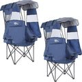 2 Pack Camping Chair with Canopy Oversized Beach Chair with Canopy Shade Folding Canopy Chair for Camping Beach Fishing Sports - High Back Padded Headrest Cup Holder Pocket - Support 400 LBS