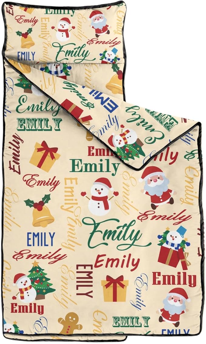 Personalized Toddler Nap Mat – Custom Name Sleeping Bag with Pillow &amp Blanket Roll-Up All-in-One Nap Mats