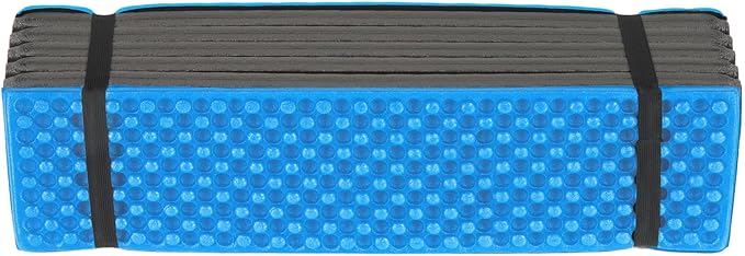 KIMISS Foldable Double Egg Crate Sleeping Pad - Thickened Foam Sleep Mat for Outdoor Camping - 186x57CM TravelFriendly Design (Blue)