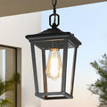 LALUZ Outdoor Pendant Light Weather-Resistant Hanging Lantern Light with Clear Glass Modern Farmhouse Exterior Lighting for Porch Gazebo Entryway Patio