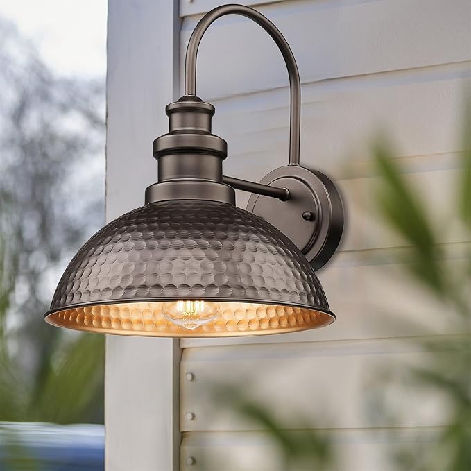 Outdoor Barn Light Fixture 11.5” Farmhouse Exterior Wall Sconce Industrial Wall Mount Porch Light Weather Resistant Outside Lighting for Patio Garage Yard E26 Base Oil Rubbed Bronze 8 Pack