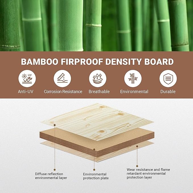 KingCamp Bamboo Folding Camping Table with Adjustable Height Aluminum Legs 2-Folds Portable Camp Tables for Travel Picnic 4-6 People