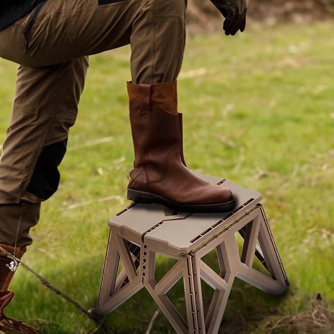 Tactical Folding Step Stool Portable Small Chair Collapsible for KitchenHiking Stool Backpacking Camping Fishing and Hunting (Black)