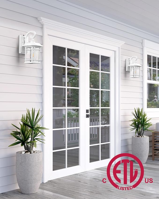 VIANIS White Outdoor Wall Lights Dusk to Dawn Outdoor Light Fixture 100% Aluminum Exterior Lighting Fixtures for House Porch Garden Doorway Waterproof