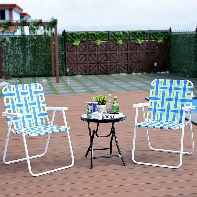 S AFSTAR Beach Chair Set of 6 Portable Folding Chairs with Stable Steel Frame &amp Comfort Armrest Load Bearing Up to 265 LBS Lightweight Lawn Chairs 6 PCS Camping Chairs for Outside Outdoor (Blu