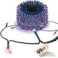 LitHome 99FT 300 LED Red White and Blue Lights Outdoor Waterproof 8 Modes Patriotic Lights Plug in Green Wire 4th of July Decoration String Light with Timer for Independence Day Tree Holiday Party