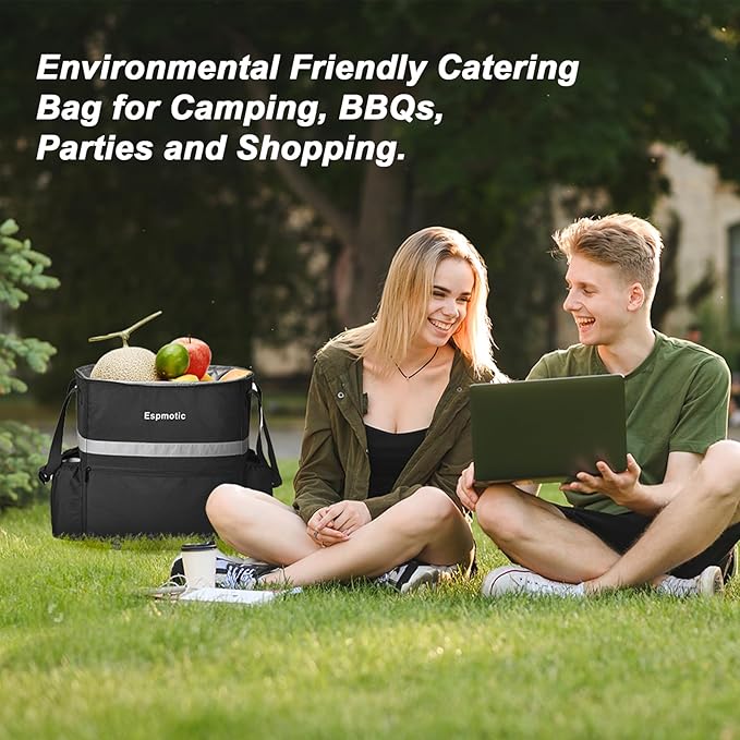 Insulated Food Delivery Backpack - Large Capacity Leakproof with 4 Reinforced Cup Holders Optimized for Hot/Cold Food Delivery Ideal for Uber Eats DoorDash Postmates &amp More