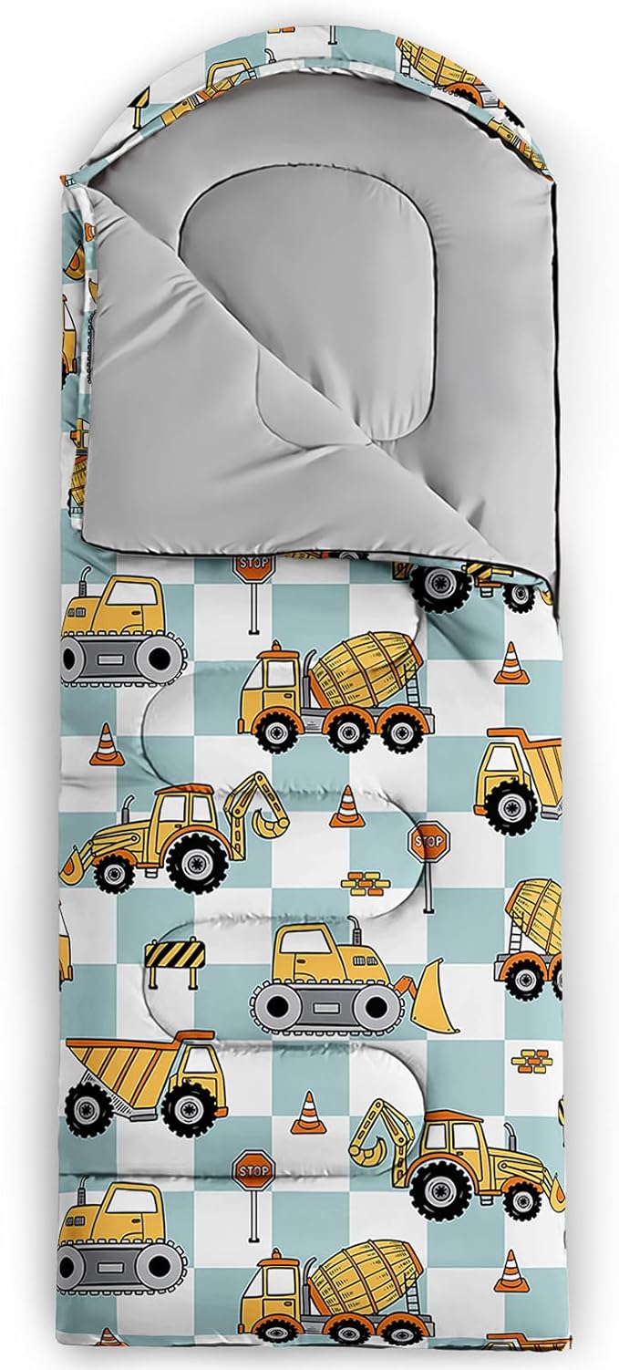 AILONEN Cartoon Car Sleeping BagsLightweight &amp Waterproof3 Season Warm &amp Cool WeatherCute Stars Printed Vehicles Transportation Sleeping Bags for BoysKidsAdults TravellingOutdoors