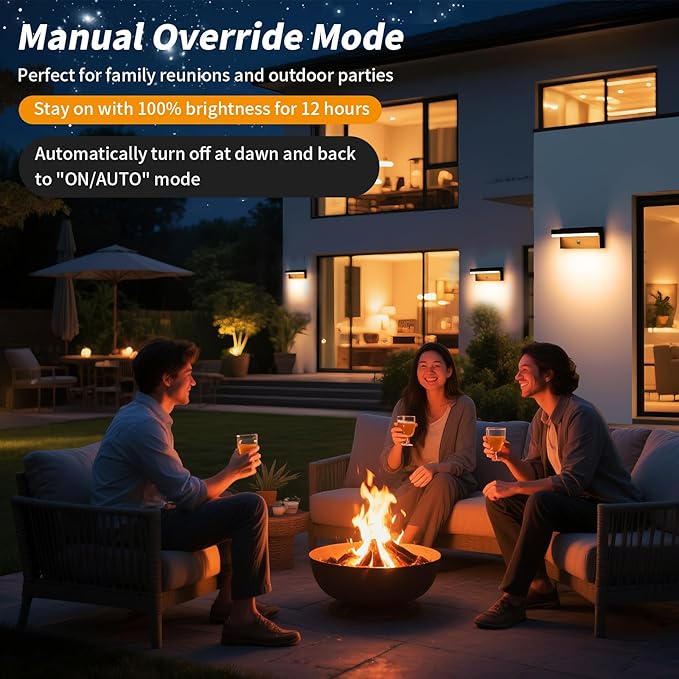Outdoor Solar Wall Light Solar&ampUSB Charging Powered Lamps Dusk to Dawn Sensor with 2 Lighting Modes Rechargeable IP54 Exterior Solar Porch Lights Patio Fence Outdoor Light Fixture