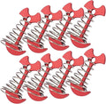 8 pcs Aluminium Alloy 3 inch Fishbone Tent Stakes Deck Anchor Pegs with Spring Rope Buckle Hook Cord Adjuster Tensioner Kit for Camping on Wood Platform Red
