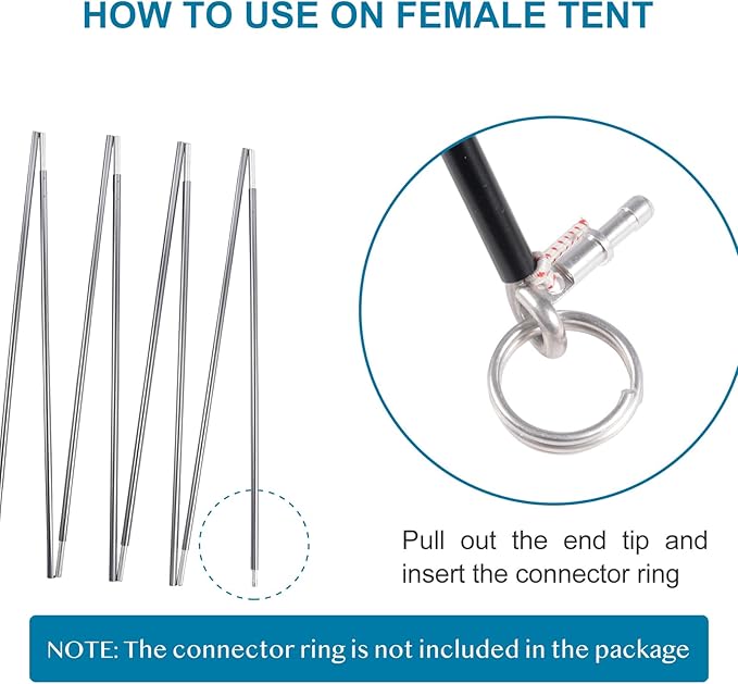 Preassembled Tent Poles Gray Tent Poles Replacement 7001 T6 Heated Aluminum Tent Poles 2 Poles Pack