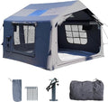 8㎡ Luxury Inflatable Camping Tent for 3-8 People UV-Resistant 4-Season Family Tent with Chimney Port &amp Skylight Oxford Fabric or Tech Cotton – White Tank Gray Aurora Green
