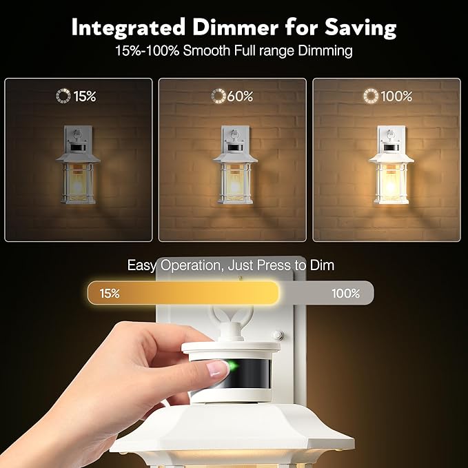 VIANIS Outdoor Motion Lights for House 2-Pack Dusk to Dawn Outdoor Lanterns for Front Porch Waterproof Anti-Rust Aluminum Exterior Wall Sconce with Tempered Water Glass for Garage Entrance Entryway
