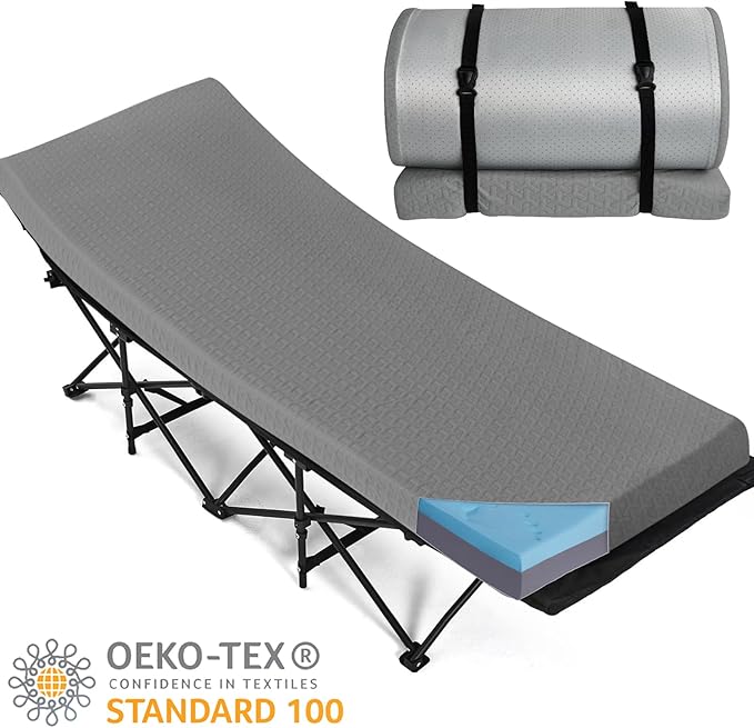 Memory Foam Camping Mattress Pad 3 Inch Thick Portable Sleeping Pad with Waterproof Cover Portable Roll Up Cot Mattress Pad Floor Mat for Travel Truck Bed Tent 72 x 24x 3