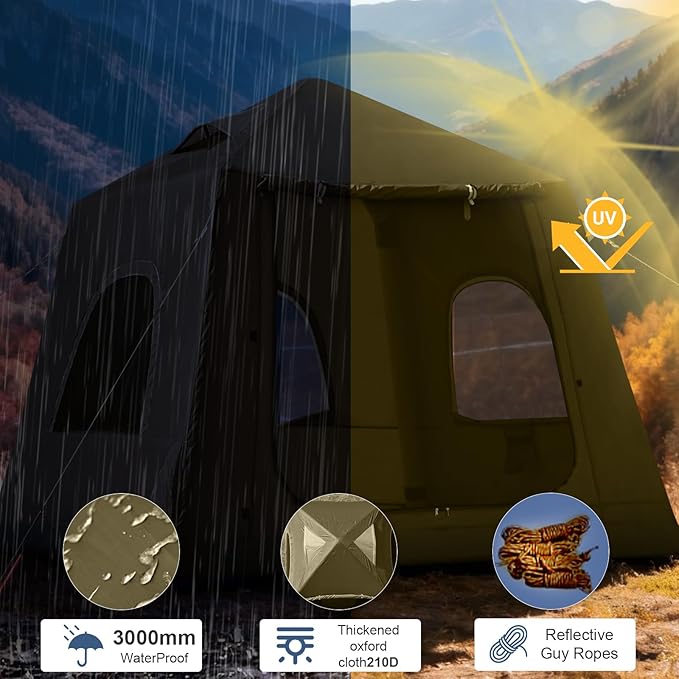 Inflatable Tents for Camping2/4 Person Easy Setup Blow Up Tents for 4 Seasons Waterproof InflatableTent for Camping Air Glamping Tents for Camping Adult