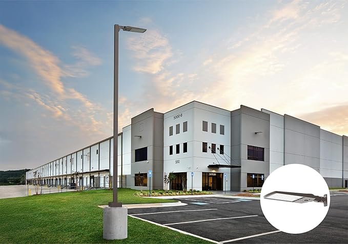 Lithonia Lighting LED Outdoor Area Light Fixture LED Parking Lot Light with Adjustable Brightness 3-in-1 Selectable White Color 4-in-1 Switchable Distribution UVOLT Wall or Pole Mount Bronze