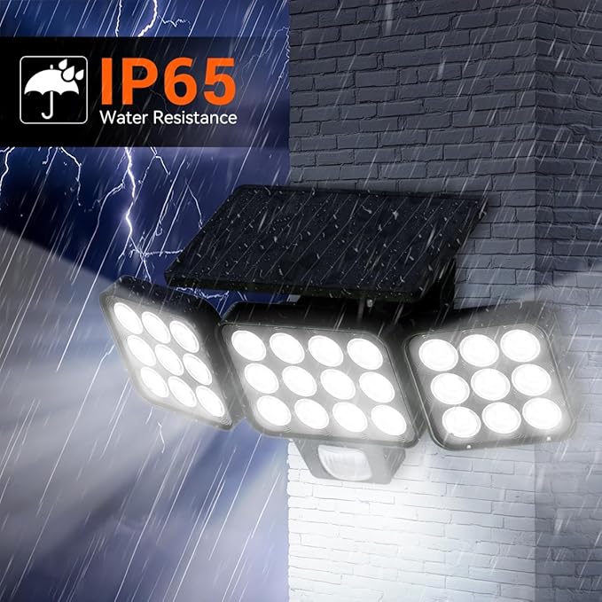 Solar Flood Light Outdoor 4 Pack 3500LM Super Bright Motion Sensor Outdoor Lights Solar Lights Outdoors Waterproof Upgrade Glass Panel 270° Wide Angle LED Security Spot Light for Outside Yard