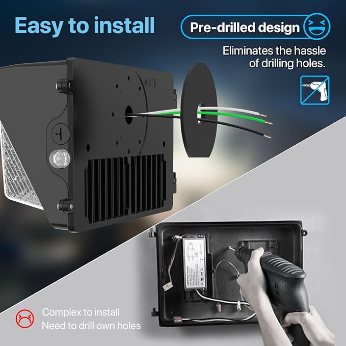 HYPERLITE LED Wall Pack Light: 150W Security Wall Lights with Dusk-to-Dawn Photocell - 5000K 120V LED Wall Lights 2Packs for Paito Yard Shop Warehouse Barn Factory UL Listed