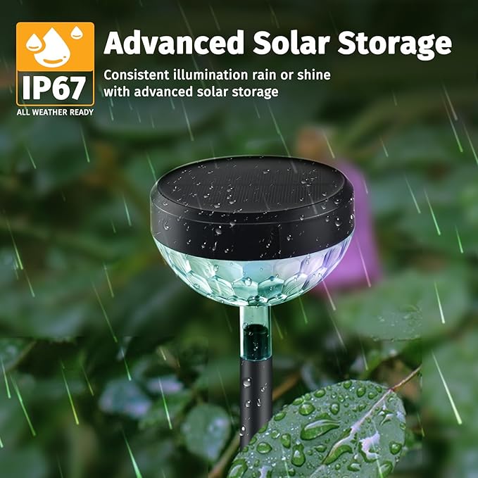 8Pack Solar Pathway Lights Outdoor Color Changing+8 Fixed Color (Warm White Cool White Colored) Solar Lights Outdoor Bright Solar Powered Garden Light