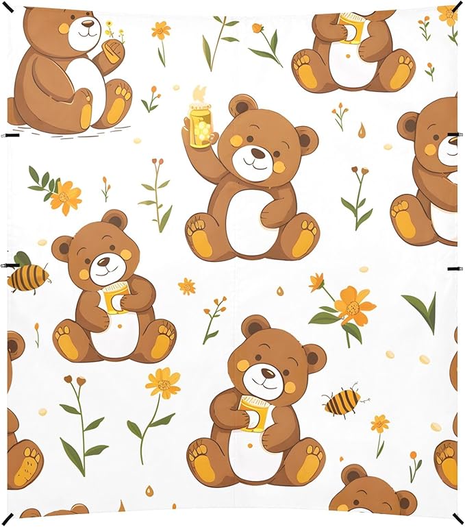 Cute Teddy Bear Camping Sun Shelter Beach Tent Portable Beach Sun Shade Outdoor Canopy for Camping Trips Fishing Picnic