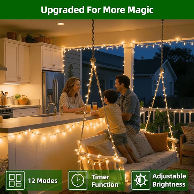750 LED 240FT Christmas Lights Outdoor12 Lighting Modes Christmas String Lights with Timer Dimmable Warm White LED StringLights Waterproof for Yard Tree Wedding Party Holiday Warm White