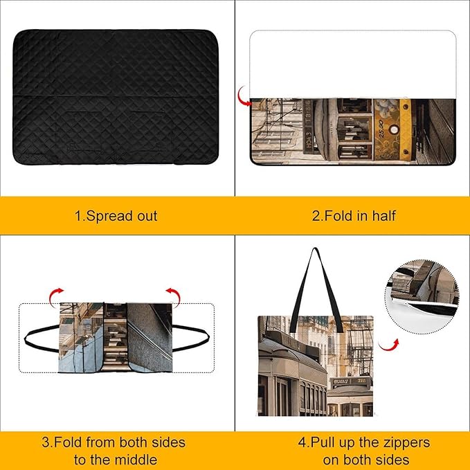 Zipper Lisbon Tram Style Picnic Mat Suitable for Travel Camping Park Or Home Use