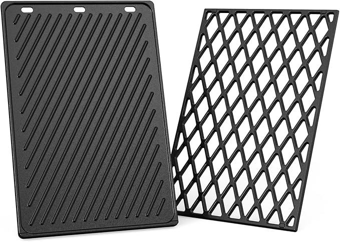 onlyfire Cast Iron Griddle Replacement for Weber 7638 Grill Cooking Grate and Grill Griddle for Spirit I &amp II 300 Series