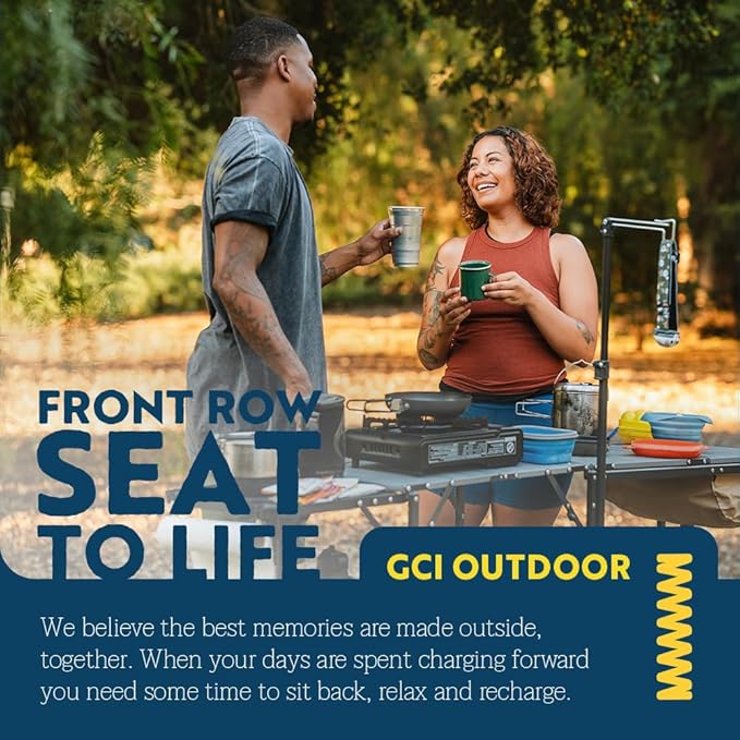 GCI OUTDOOR Master Cook Station | Portable Folding Kitchen Table with Soft Shell Sink Heat Resistant Tabletop &amp Telescoping Lanter Pole Perfect for Camping Trips