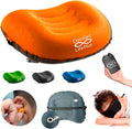 Ultralight Inflatable Camping Travel Pillow - Compressible Compact Comfortable Ergonomic Inflating Pillows for Neck &amp Lumbar Support Camp Hiking Backpacking (Orange)