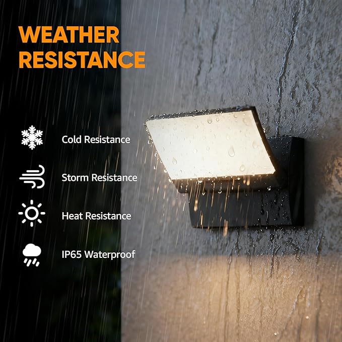 LED Outdoor Wall Light 2-Pack Rotatable Adjustable Wall Sconce IP65 Waterproof Porch Light for House Garage Patio 3000K Warm White Matte Black Aluminum