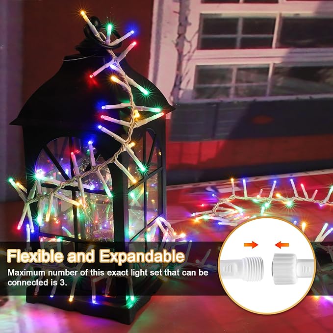 LAMPHOME 500 LED String Lights - Outdoor &amp Indoor Plug-in Twinkle Fairy Lights 46ft 500 LEDs Multicolor Waterproof 16 Modes