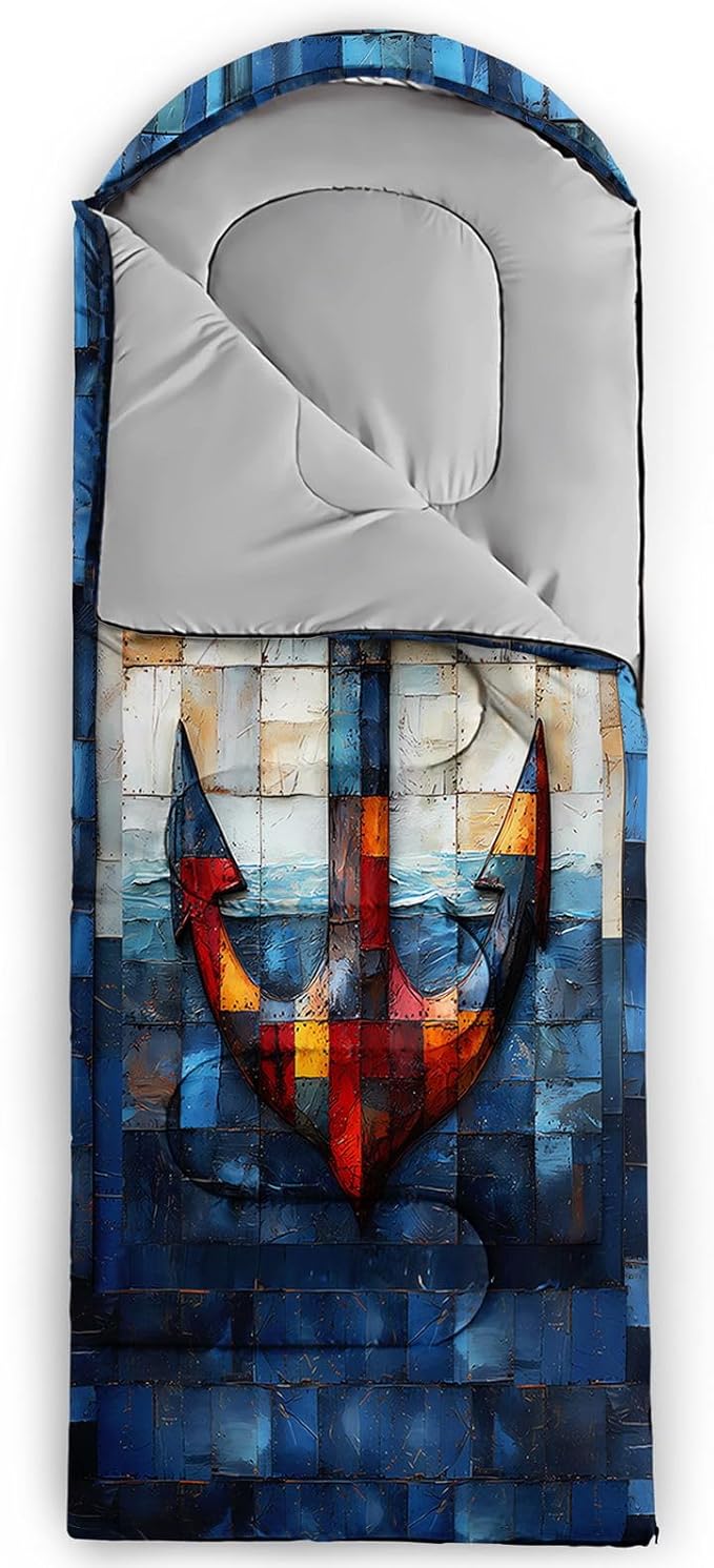 Kids Sleeping Bag for Boys GirlsCartoon Football Print-Lightweight Warm Portable Outdoor Indoor-Waterproof Cold Weather Resistant Sleeping Bag for Camping Hiking