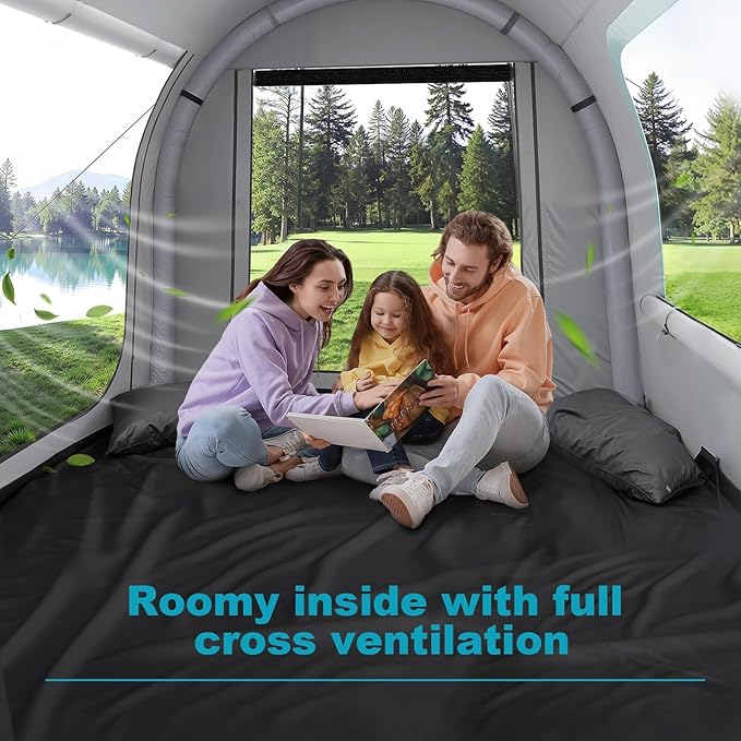 M KARMATER 60 Second Blow Up Tent for Camping Inflatable Waterproof &amp Windproof Adult Family Tent Outdoor 2-4 Person Easy Setup All Weather 4 Season Camping Tent with Storage Bag