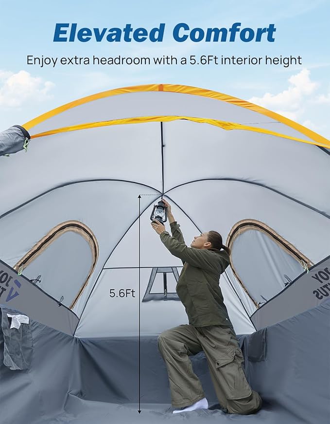 JOYTUTUS Pickup Truck Tent 2.0 Waterproof PU2000mm Double Layer for 2 Person Portable Truck Bed Tent with Rainfly 5.5'-5.8' Camping Preferred - Orange