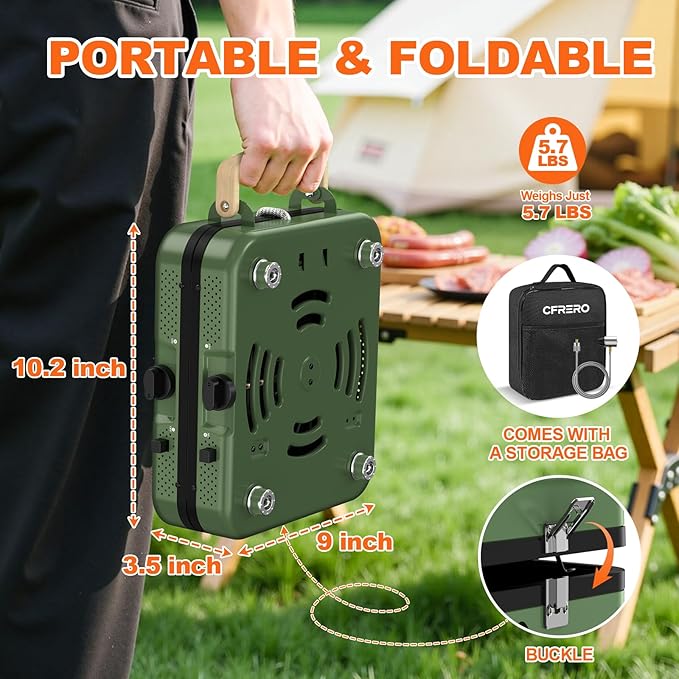 Propane 2-Burner Foldable Camping Stove with Carry Bag Portable Propane Camp Stoves with Adjustable Burners &amp Piezo Ignition for Outdoor Cooking Tailgating Backyard Gathering(Griddle Not Includ