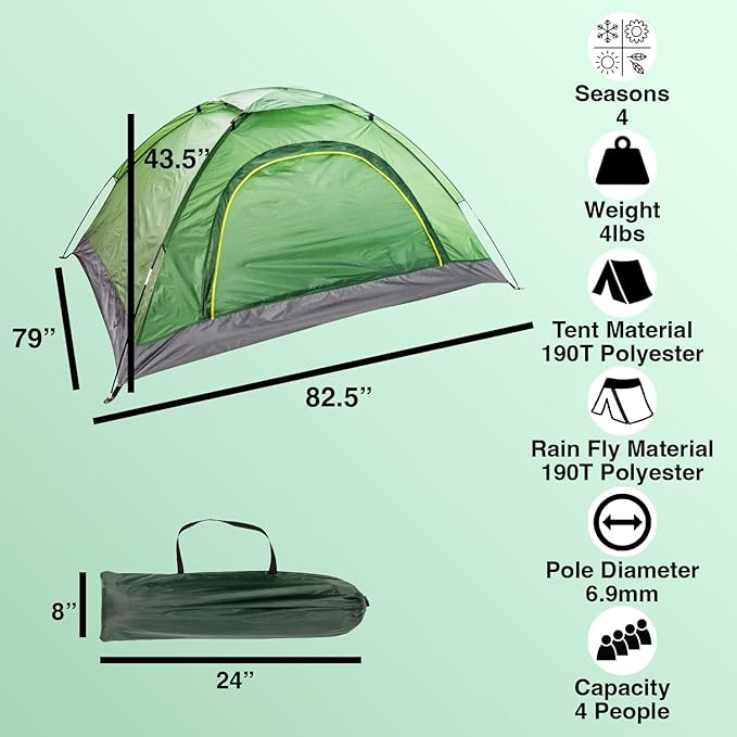 10 Pack Bulk 4 Person Tents for Homeless Scouts Camping Backpacking | Waterproof Lightweight Easy Pop Up Setup 3-4 Person Tent