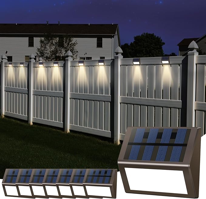 Luminara Solar Step Lights - Weatherproof Outdoor Stair Lighting Solar-Powered Deck Lights for Patio Garden Pathway Warm White Glow (8)