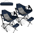 KOTEK Hammock Chair Portable Camping Chair with Retractable Footrest Adjustable Backrest Headrest Cup Holder &amp Carry Bag Folding Rocking Chair for Outdoor Lawn Patio Travel Picnic Fishing (Na