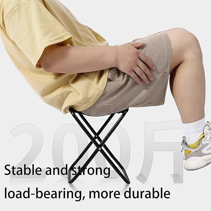 Portable Folding Stool Lightweight Aluminum Alloy Frame with Oxford Cloth Seat Compact Travel Camping Stool with Storage Bag for Outdoor Hiking Fishing Picnic Black