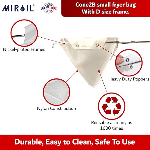 MirOil Blue Filter Pot Combo (6 Gallon) - Oil Pot &amp Filter Bag – Heavy Duty Steel Oil Disposable Caddy with Lid for Commercial Kitchen Storage - Grease Container for Kitchen with Bag