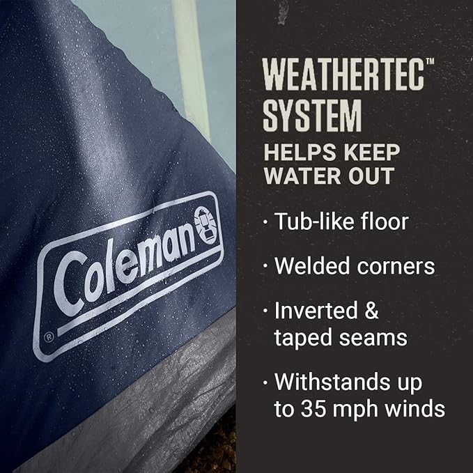 Coleman Skydome XL Large Family Tent with 5 Minute Setup Weatherproof 8/12 Person Tent with Rainfly &amp Carry Bag Fits Multiple Queen Airbeds Made of PFAS-Free Materials